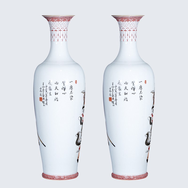 民国 王一亭 墨彩西游记瓶一对 - 图7