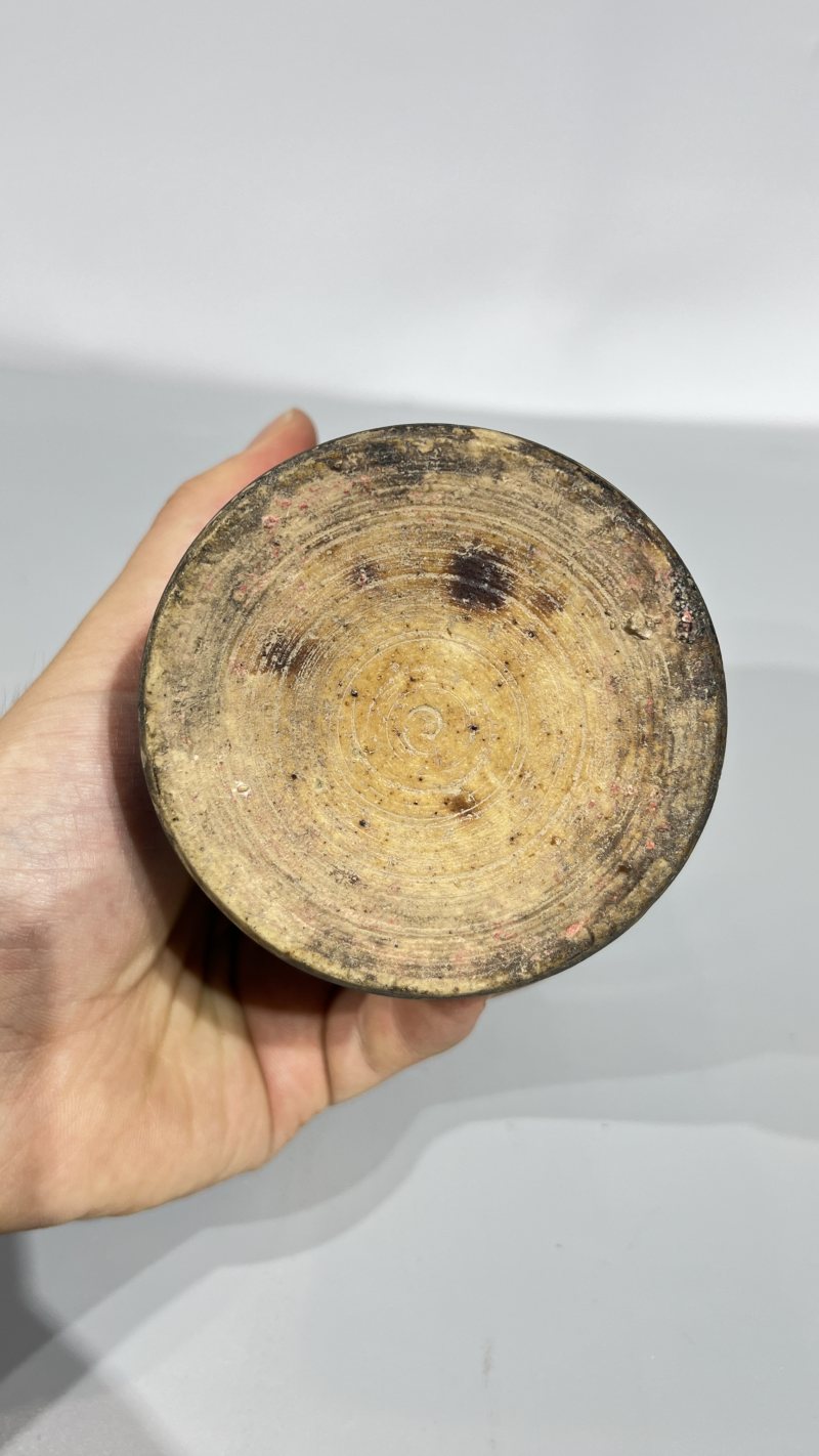 清 霁蓝釉竹节形笔筒、清 茶叶末釉长颈瓶（一组） - 图7