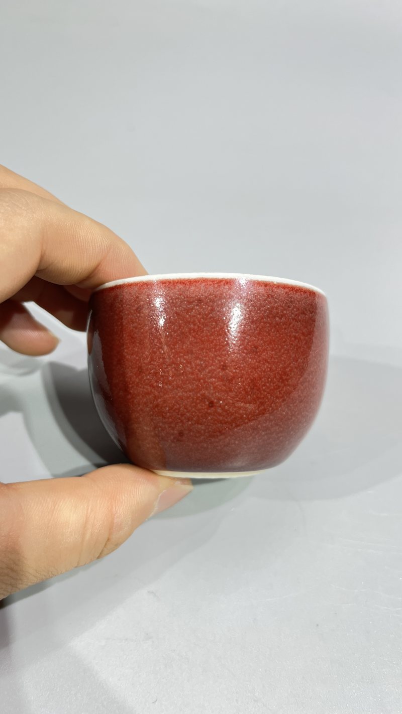 清 红釉杯（一对） - 图11