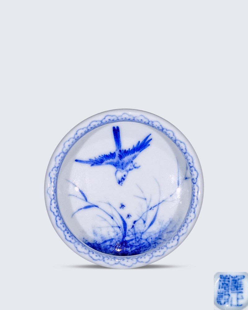 民国 王步风格青花花鸟水洗