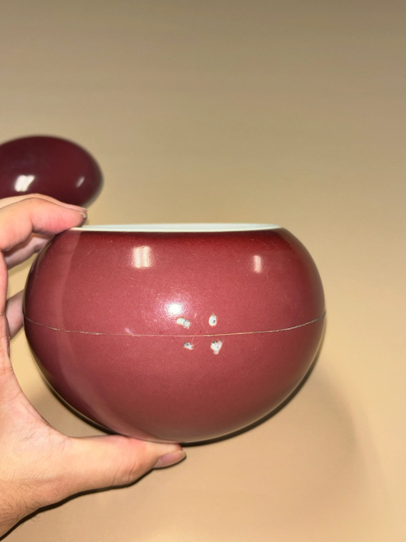 清雍正 霁红釉围棋罐 - 图5