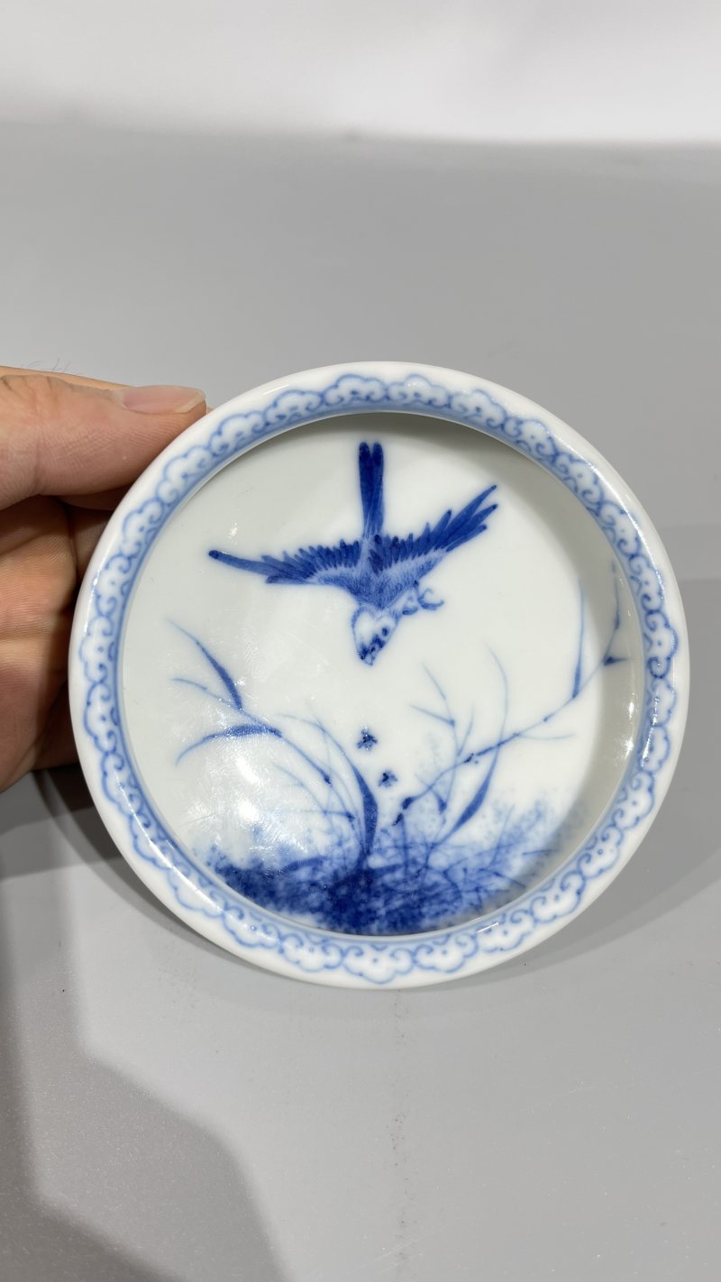 民国 王步风格青花花鸟水洗 - 图2