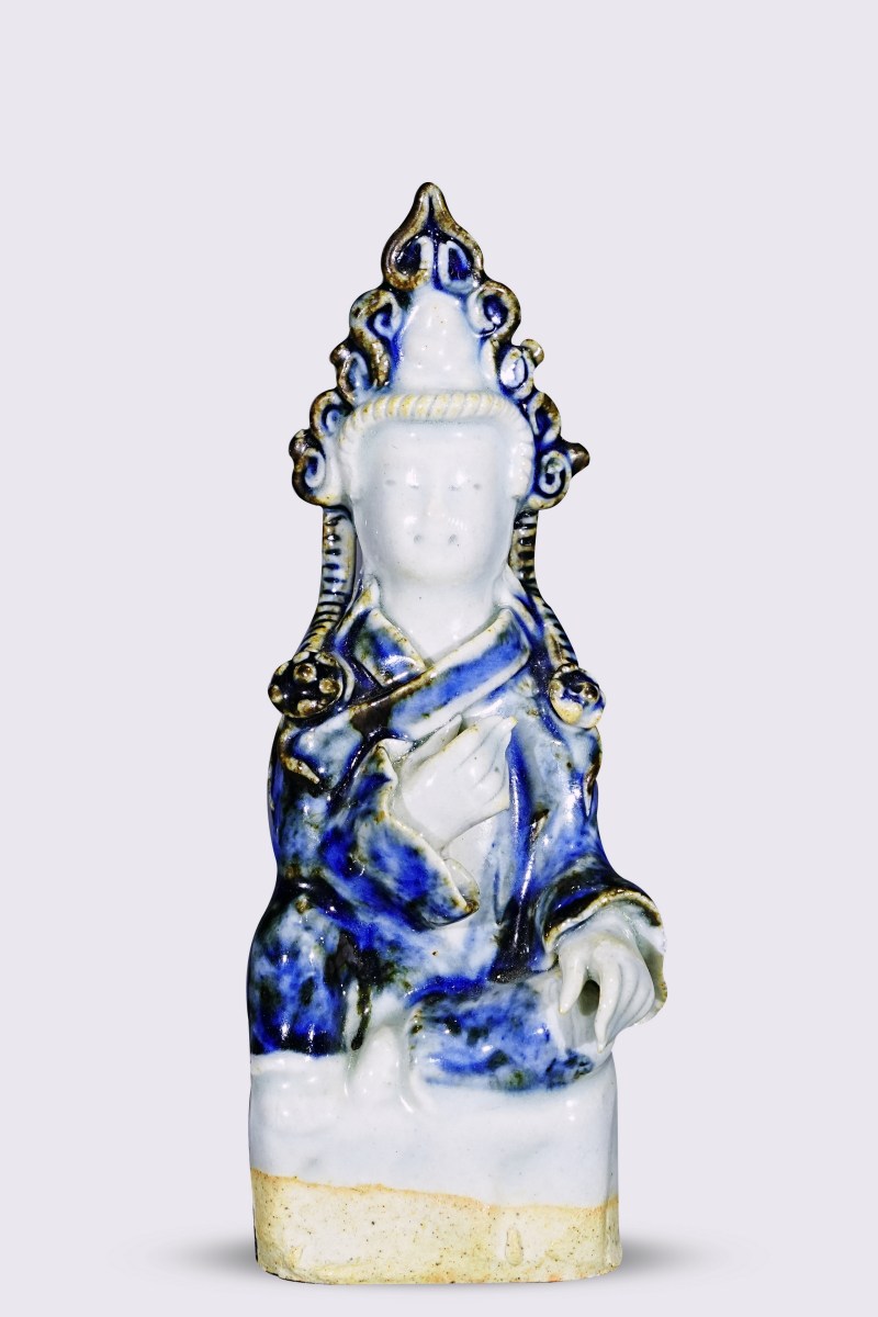明早期 蓝釉佛像