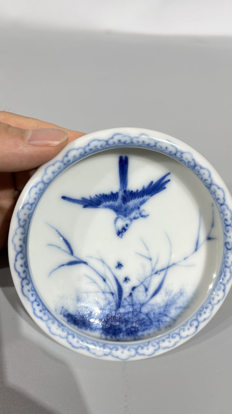 民国 王步风格青花花鸟水洗 - 图3