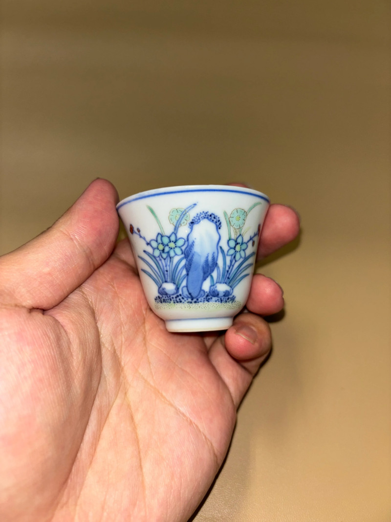 清光绪 斗彩水仙纹杯 - 图2