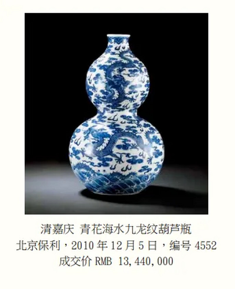 清嘉庆 青花九龙呈瑞大吉葫芦瓶 - 图13