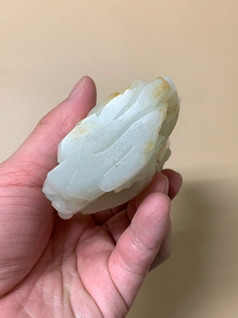 清 白玉凤鸟纹带盖宝瓶 - 图7