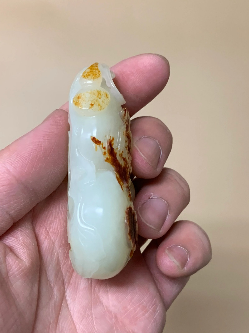 清 白玉红皮巧雕葫芦镇纸 - 图5