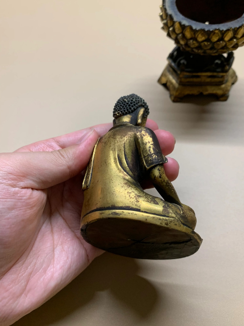 明 铜鎏金汉式三莲释迦成道像 - 图6