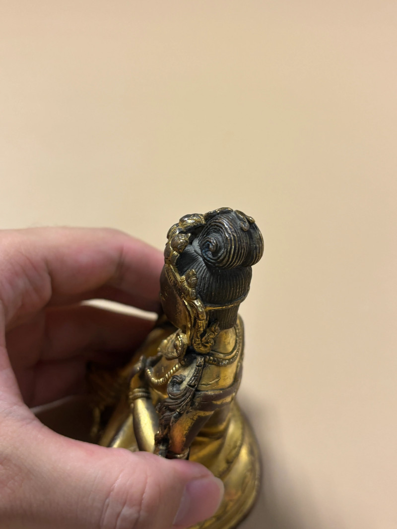 清乾隆 铜鎏金绿度母像 - 图8