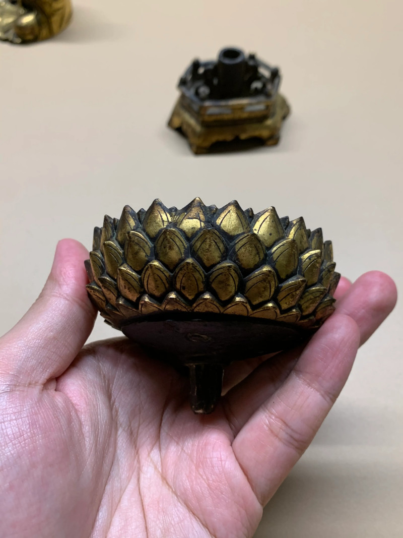 明 铜鎏金汉式三莲释迦成道像 - 图9