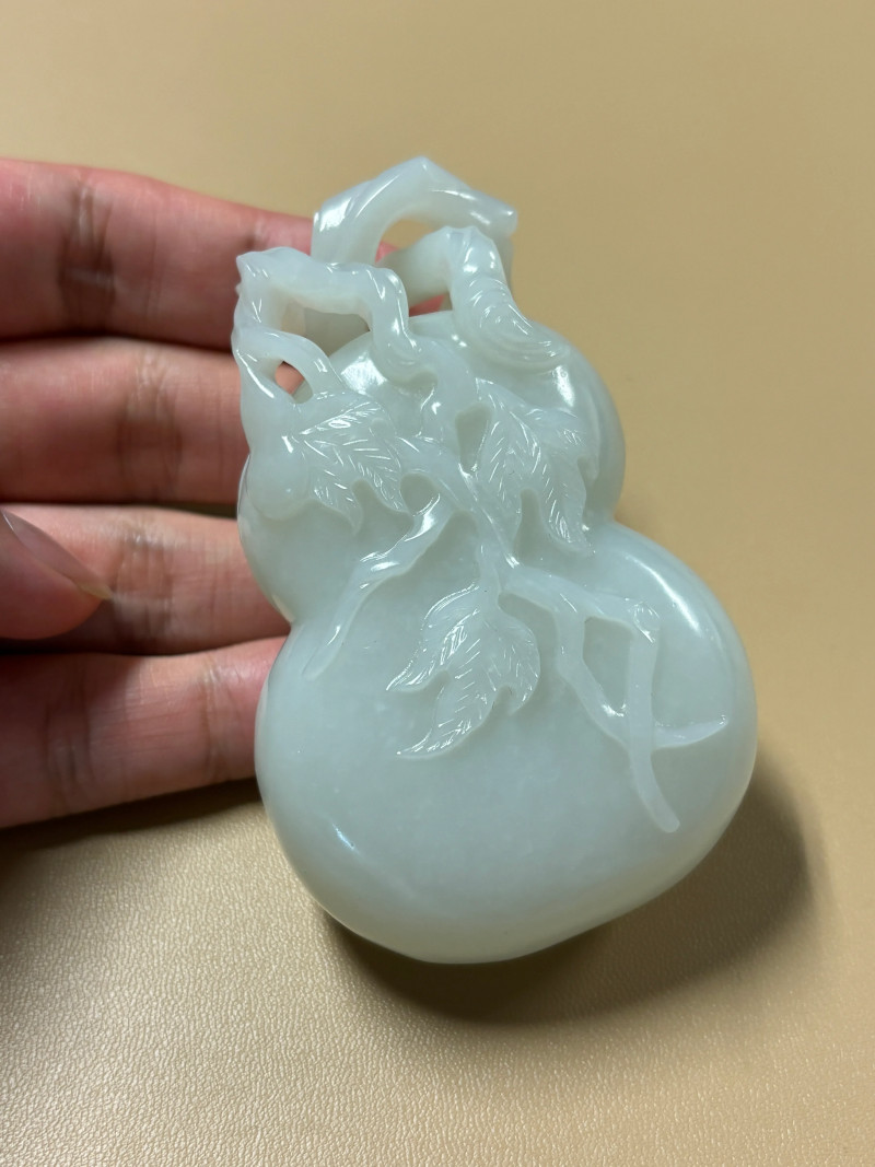 清 白玉文房葫芦巧雕玉盒 - 图2