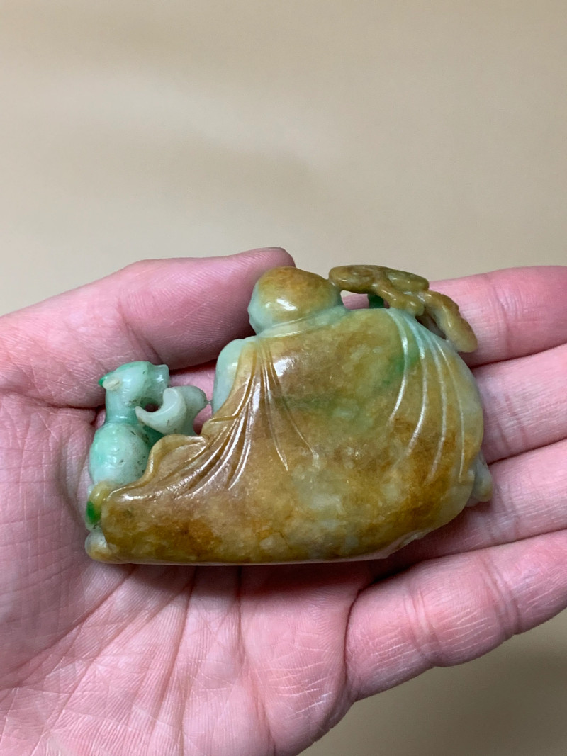清 翡翠如意罗汉摆件 - 图4
