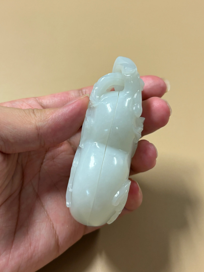 清 白玉文房葫芦巧雕玉盒 - 图3