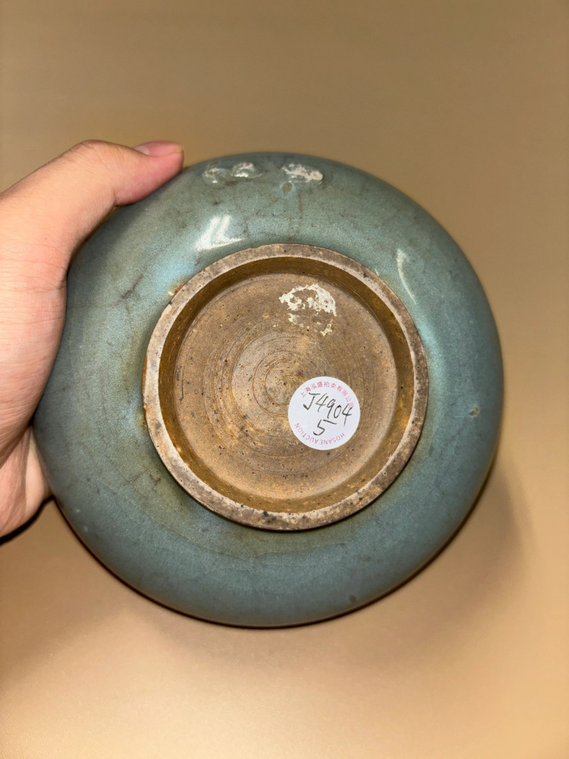 明 钧窑天蓝釉紫斑贡碗 - 图8