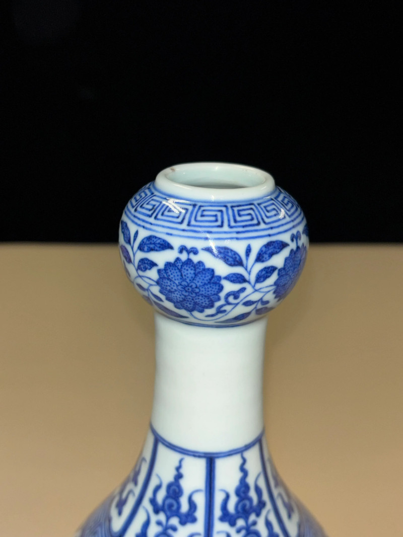 清光绪 青花折枝花果纹蒜头瓶 - 图7