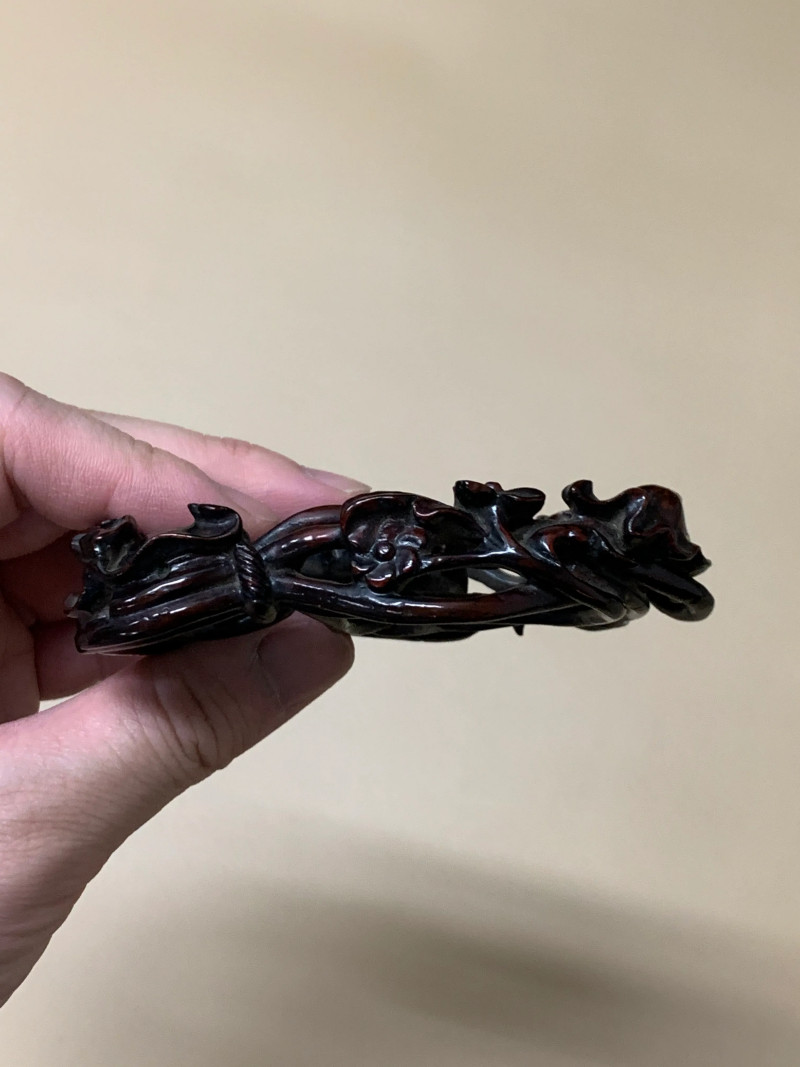 清 白玉荷花鸳鸯如意摆件 - 图12