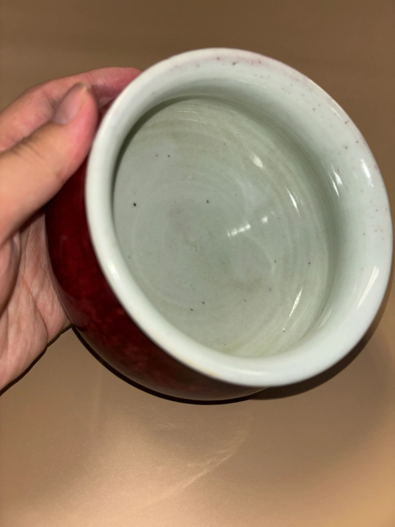 清康熙 郎窑红釉三足炉 - 图8