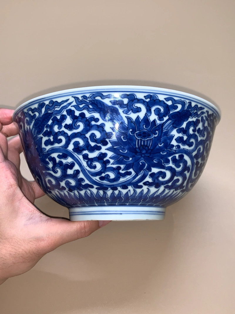 清康熙 青花缠枝莲纹大碗 - 图5