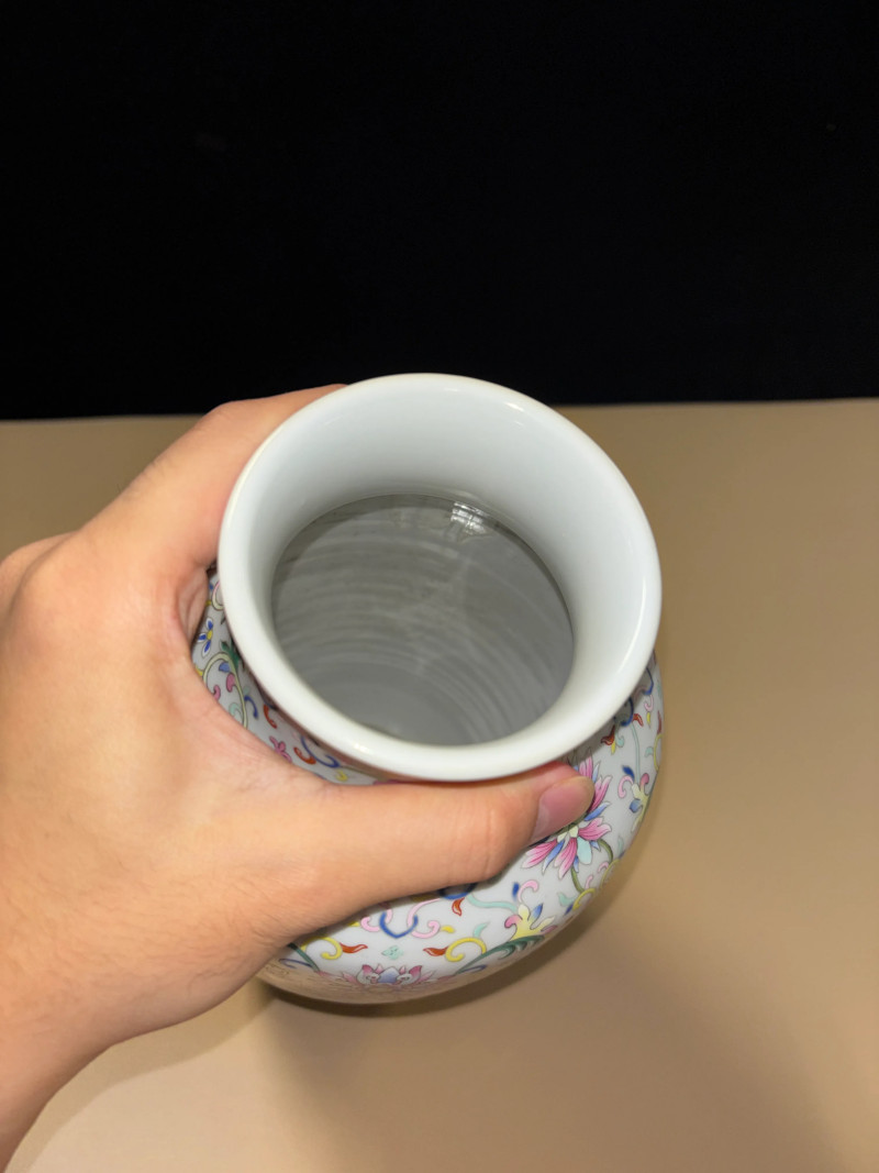 清道光 洋彩缠枝西番莲纹灯笼瓶 - 图7