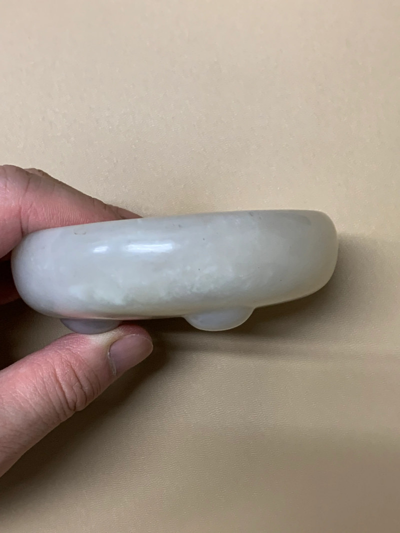 清 白玉吉庆有余纹圆形水洗 - 图5