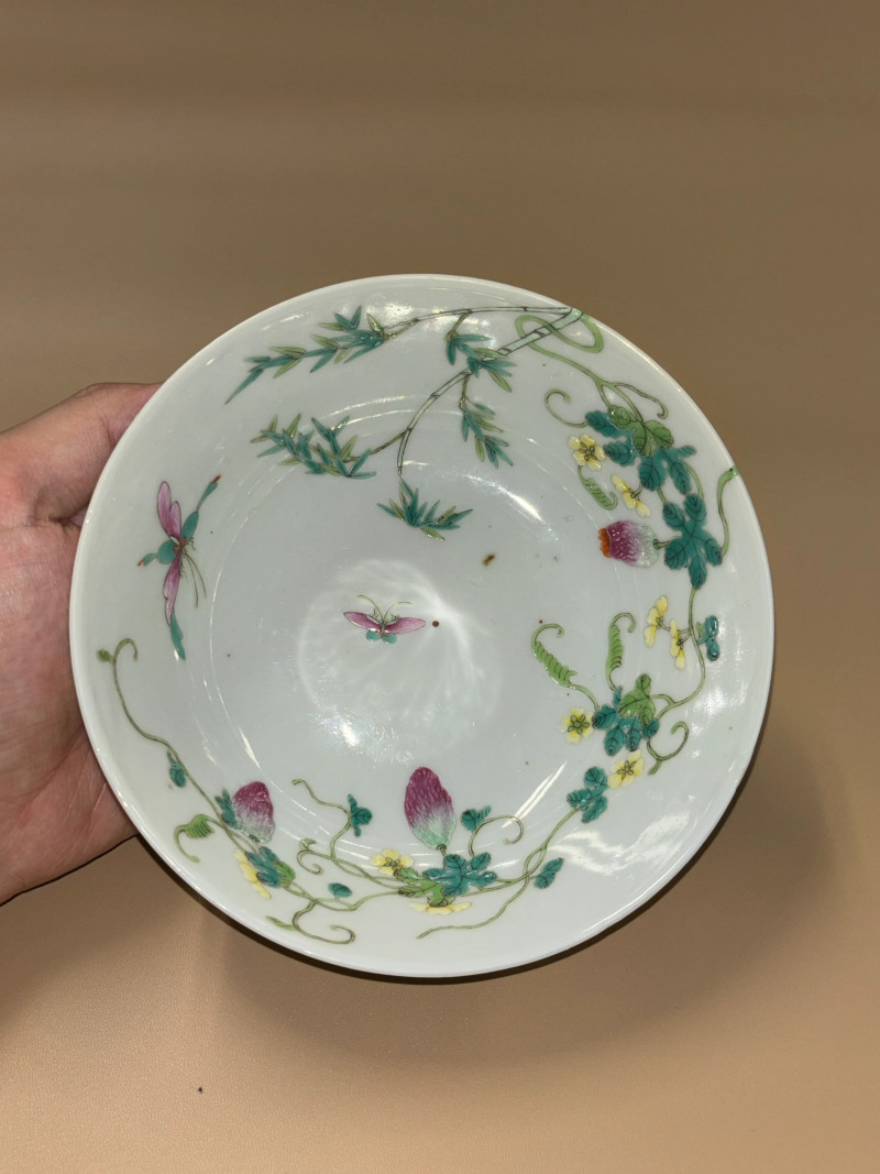 清光绪 粉彩瓜瓞绵绵纹碗 - 图6