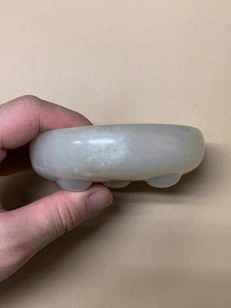 清 白玉吉庆有余纹圆形水洗 - 图6