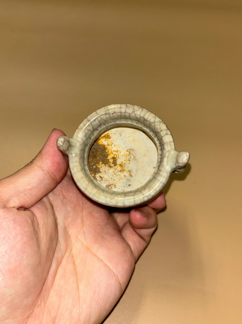 清 哥釉双耳炉 - 图7