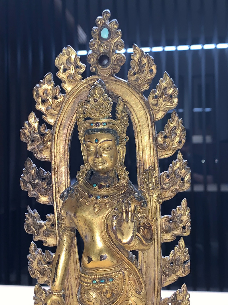 十八世纪 铜鎏金莲花手观音立像 - 图3