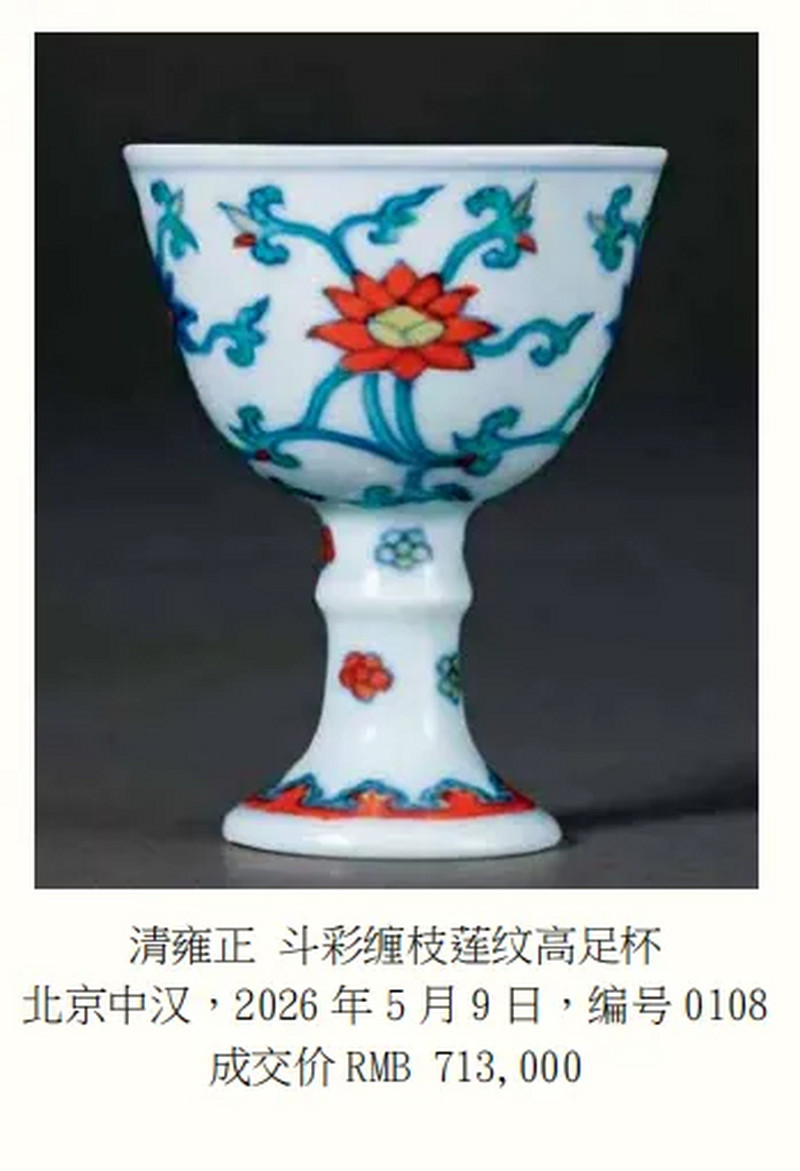 明成化 斗彩缠枝莲纹高足杯 - 图11