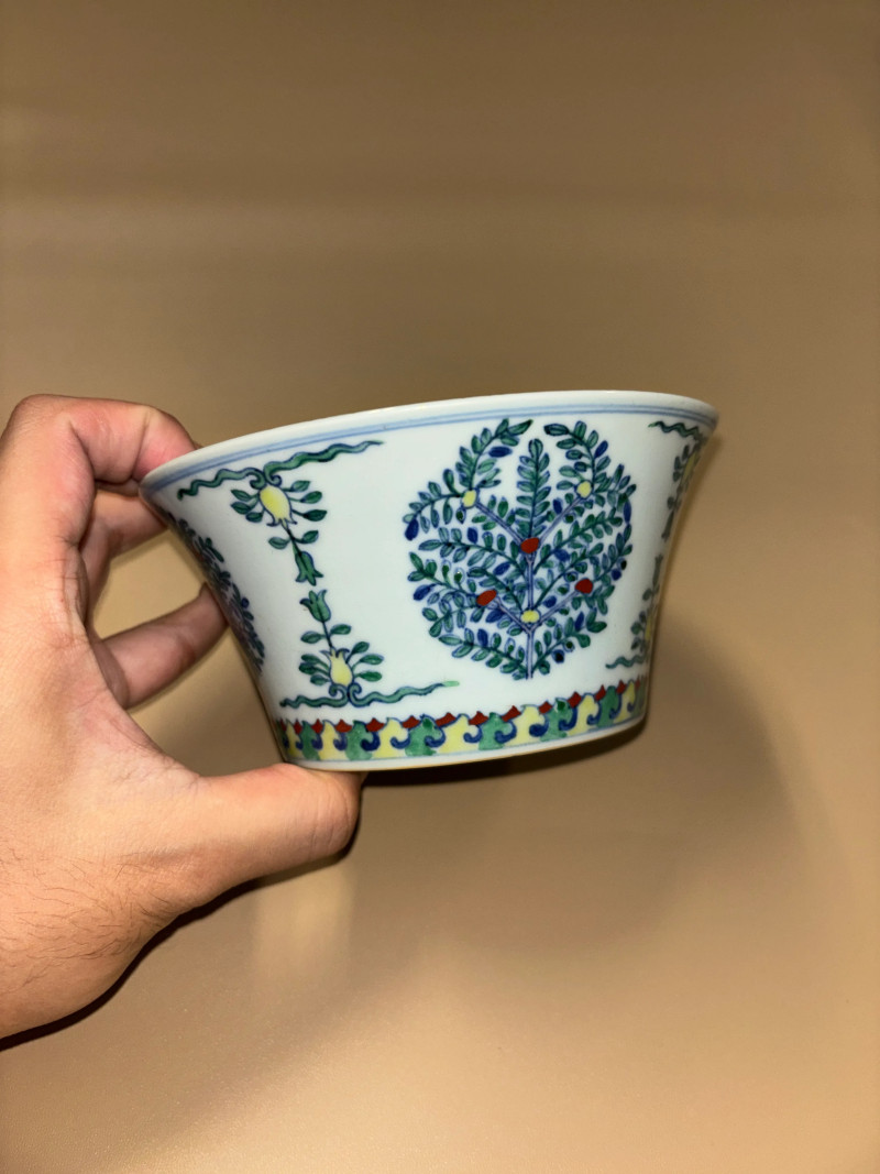 清嘉庆 斗彩花卉纹马蹄碗 - 图6
