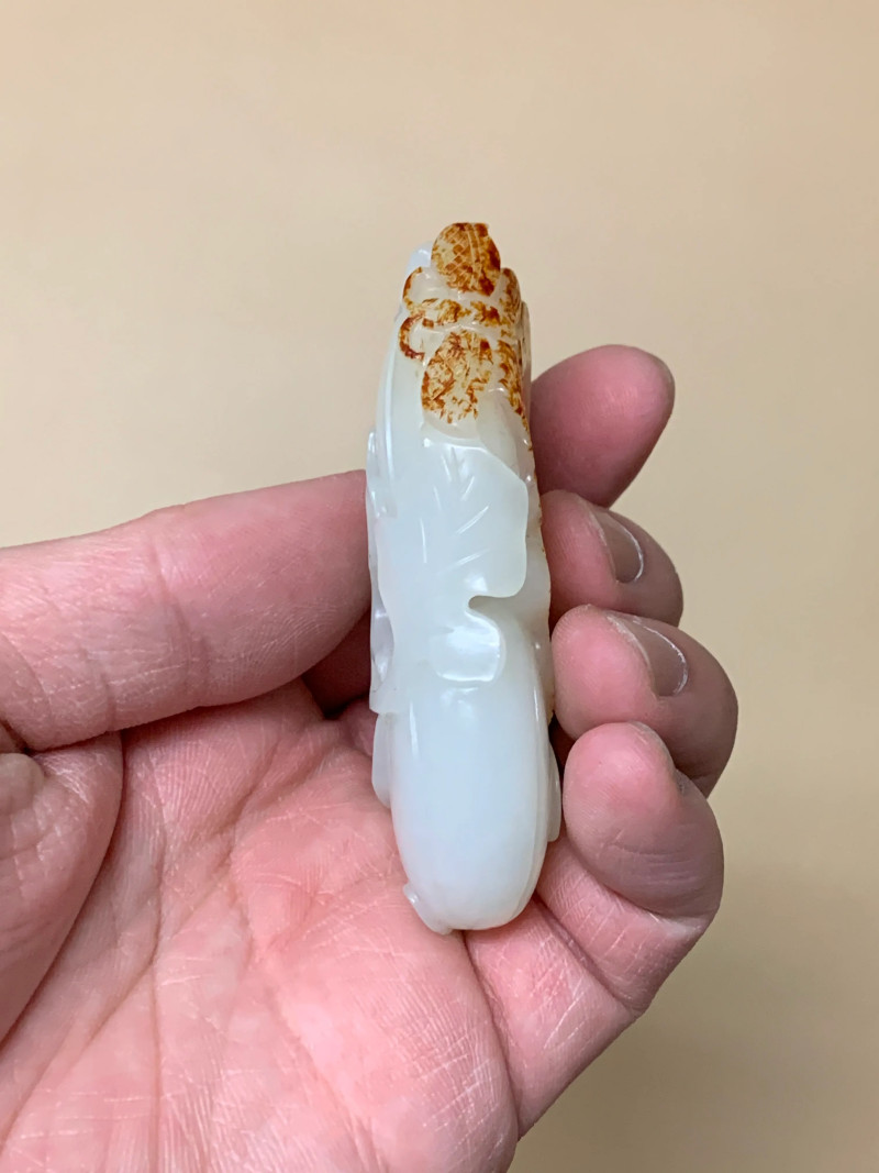 清 白玉红皮巧雕瓜果挂件 - 图3