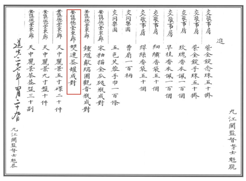 清道光 “慎德堂制”宫粉地松绿地洋莲纹蝠耳双连盖罐 - 图6