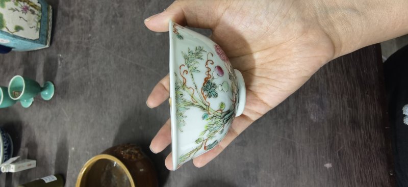 清 粉彩花卉纹杯 - 图3