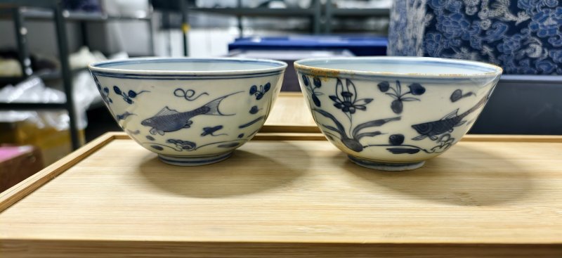 明 青花鱼藻纹碗一对 - 图4