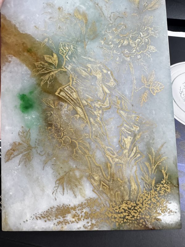清 翡翠描金百寿图案屏一对 - 图15