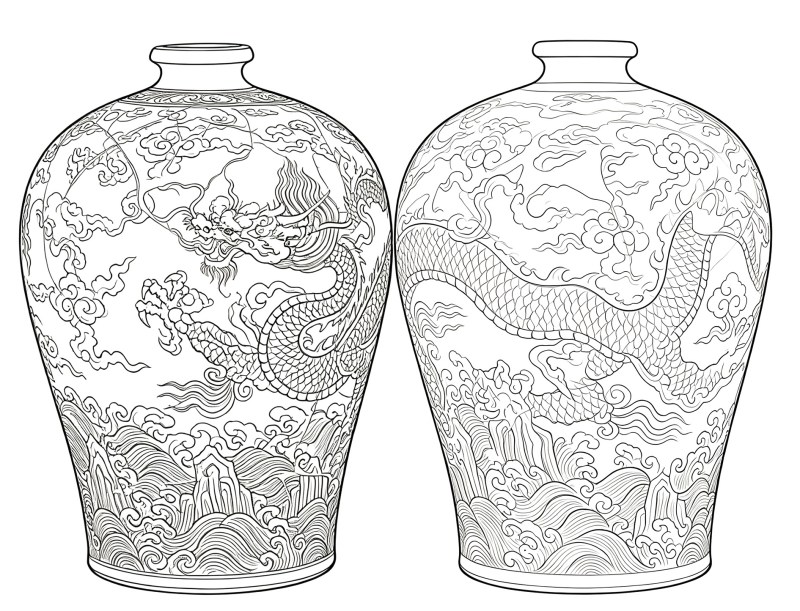 明宣德 宝石红釉暗刻海水江崖龙纹梅瓶 - 图3
