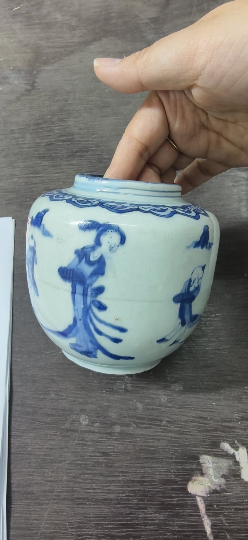 明 青花人物罐 - 图3