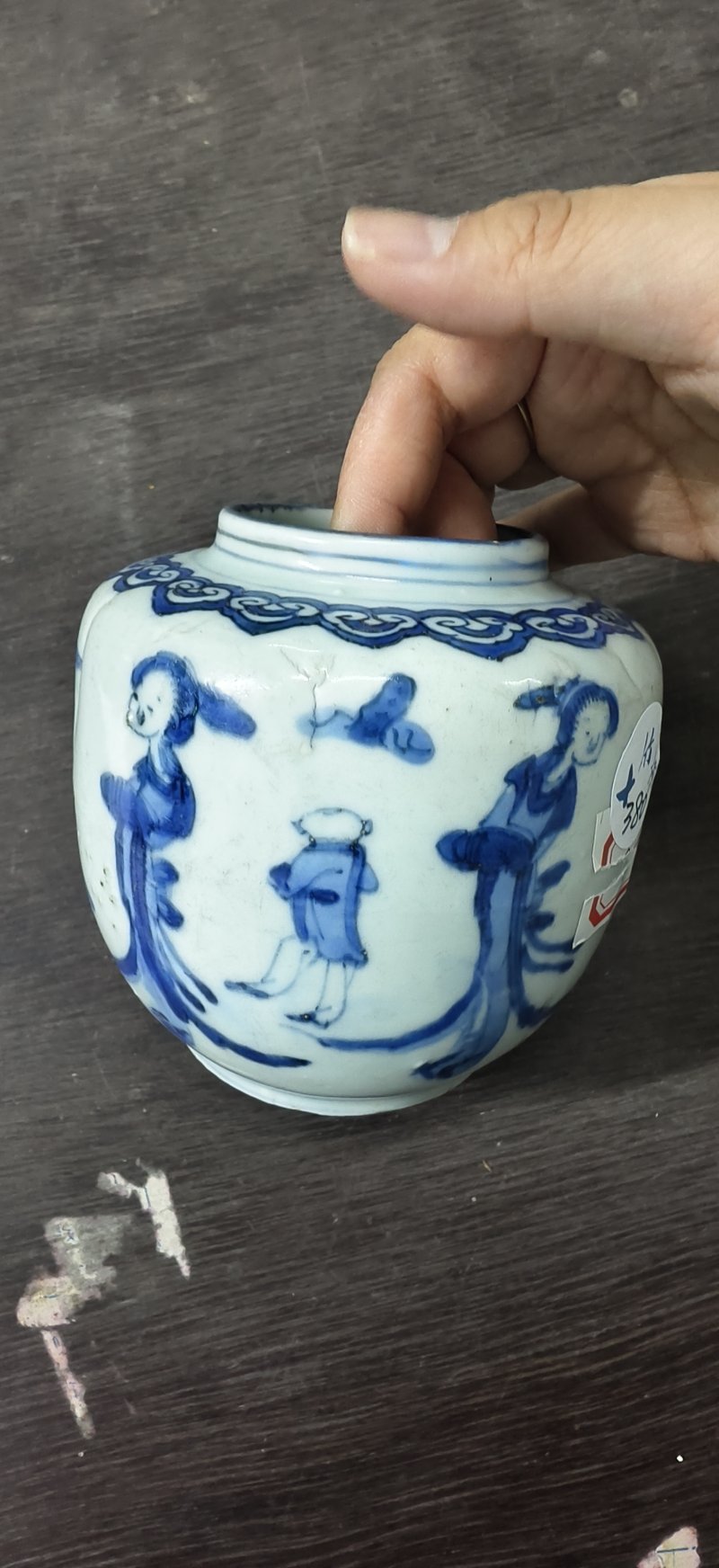 明 青花人物罐 - 图4