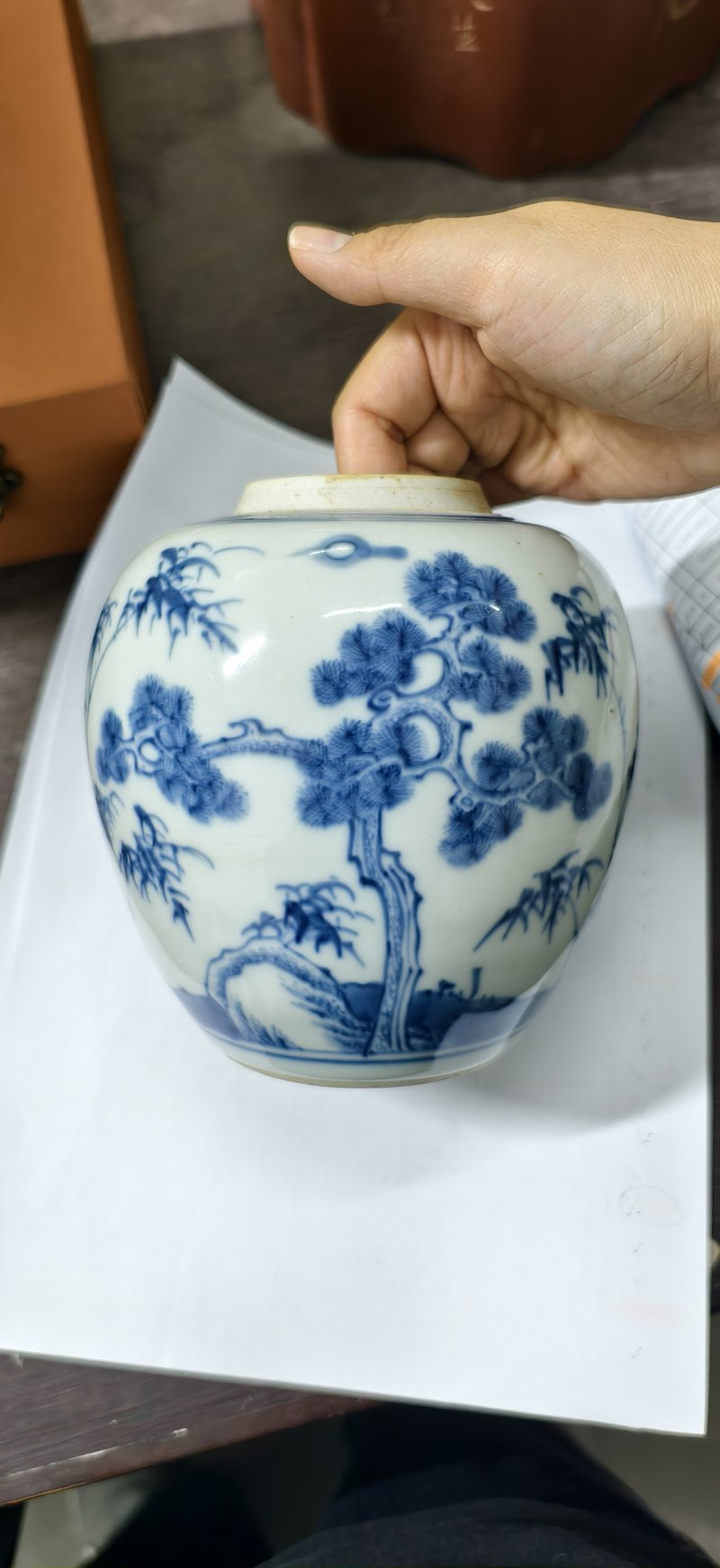 清 青花松竹梅纹罐 - 图6