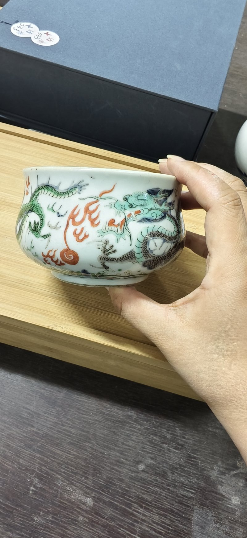 清 粉彩双龙赶珠香炉 - 图5