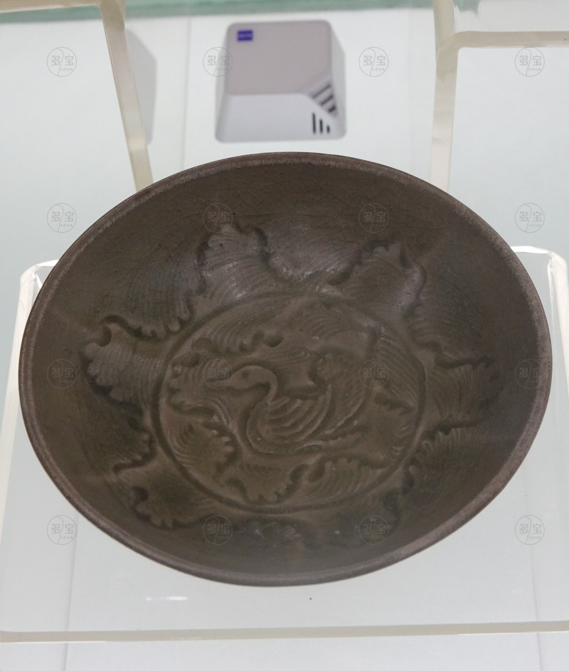 宋 耀州窑青釉鹅纹瓷盘