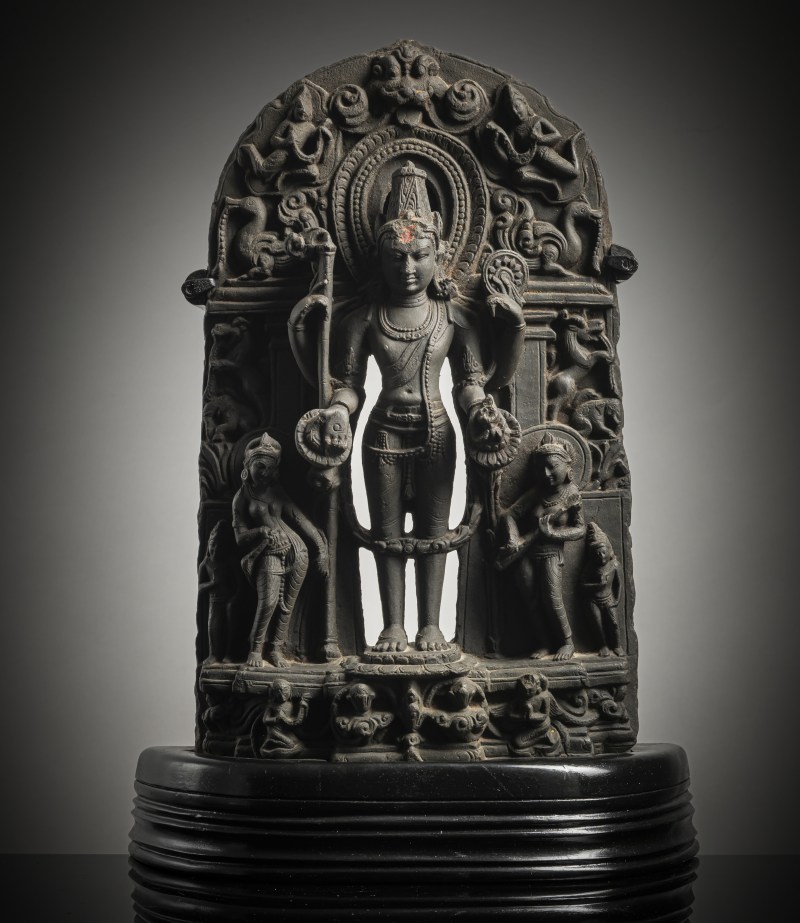 A PHYLLITE STONE STELE DEPICTING VISHNU