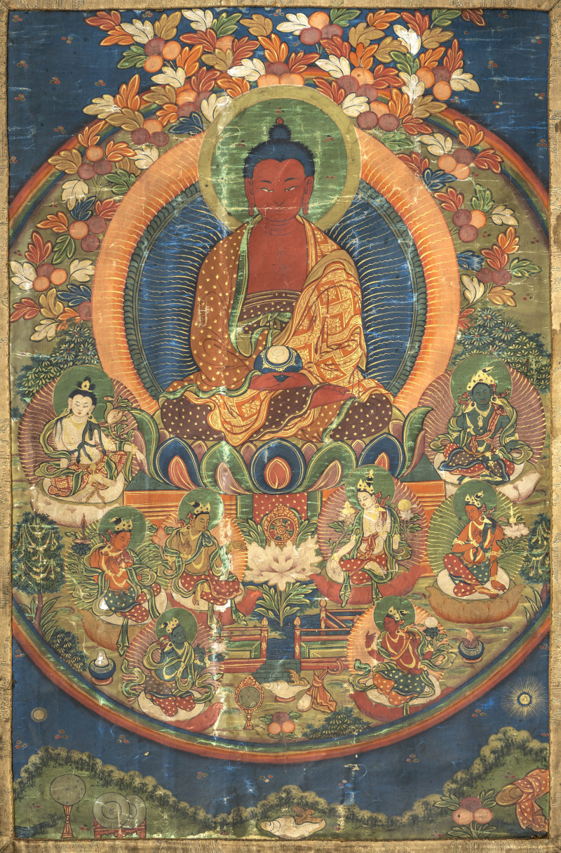 A THANGKA DEPICTING AMITABHA