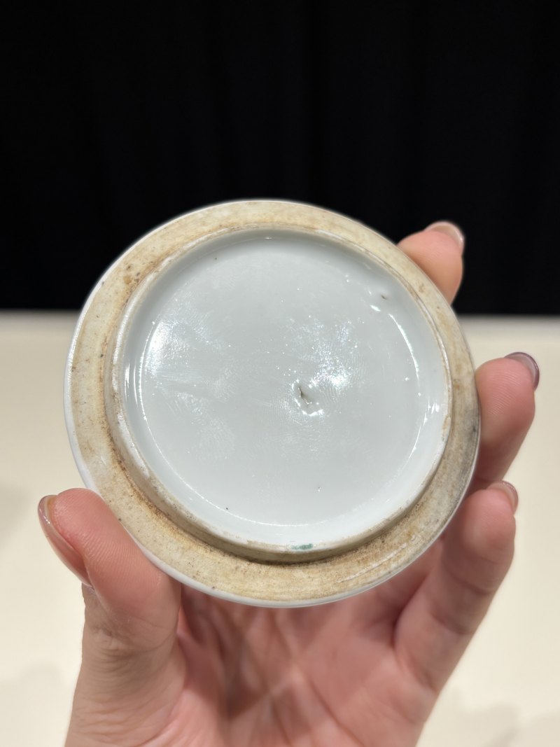 清光绪 程门款青花矾红雪景山水图小印泥盒 - 图7