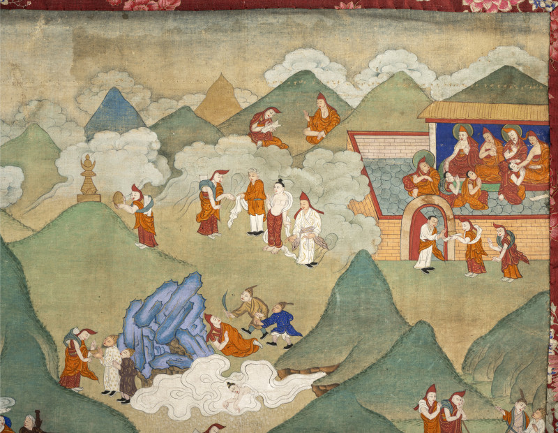 TWO THANGKAS DEPICTING PROBABLY SCENES OF THE AVADANA KALPALATA - 图12
