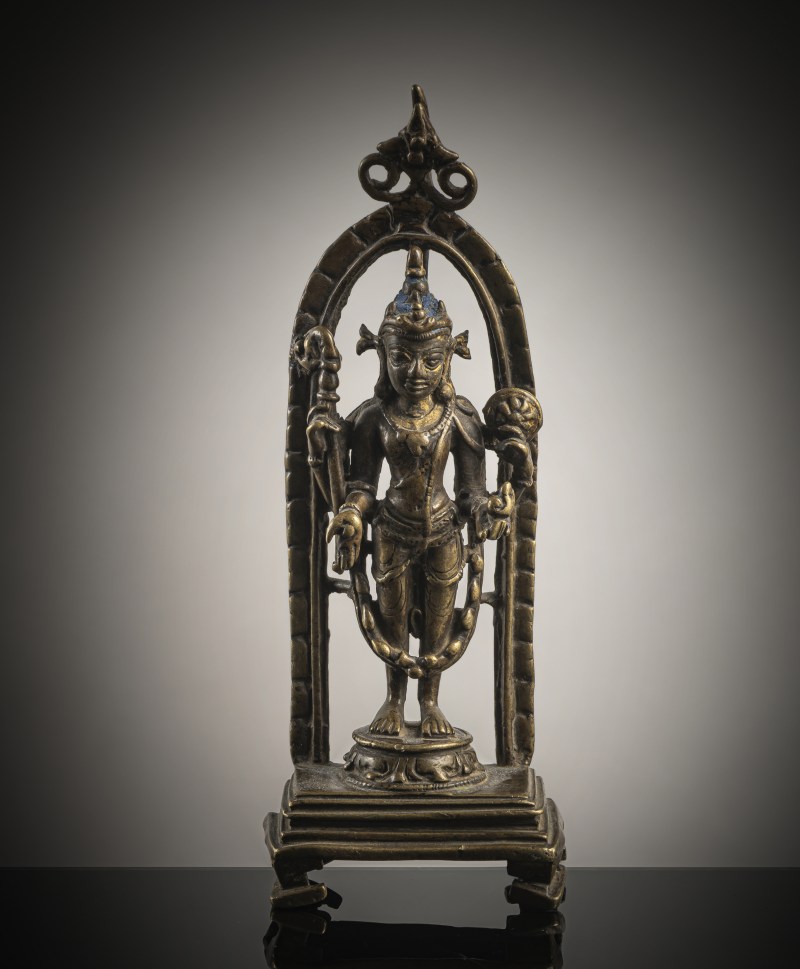 A BRONZE FIGURE OF PROBABLY VISHNU