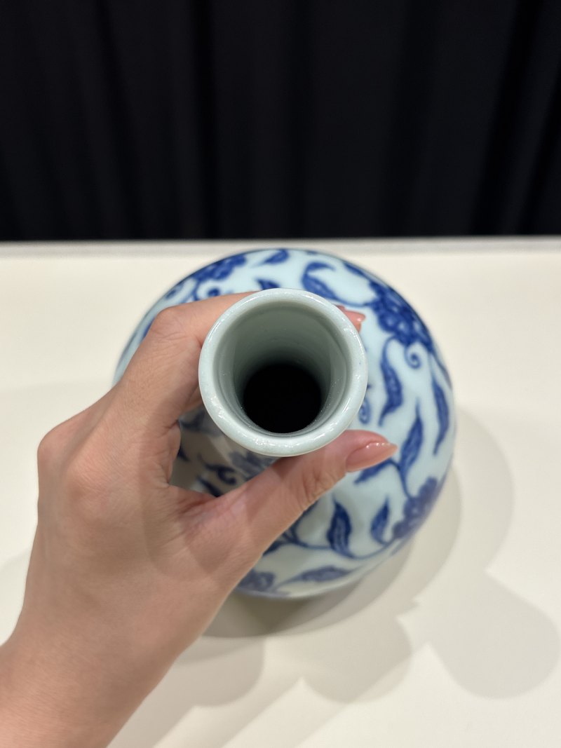 清雍正 青花缠枝花卉纹天球瓶 - 图6