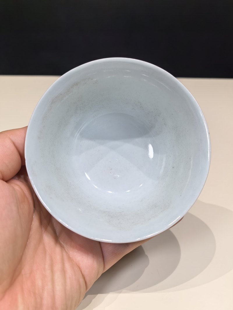 清嘉庆 青花如意金彩前赤壁赋诗文盖碗一对 - 图4