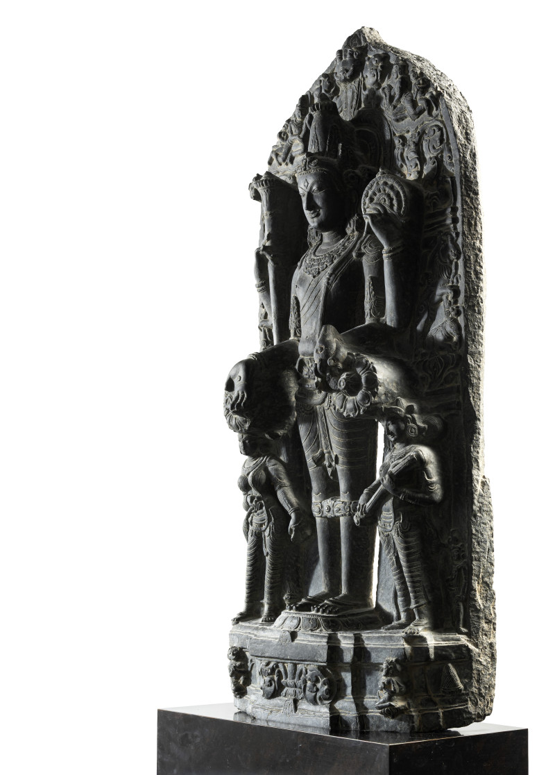 A FINE AND LARGE PHYLLITE STONE STELE DEPICTING VISHNU - 图4